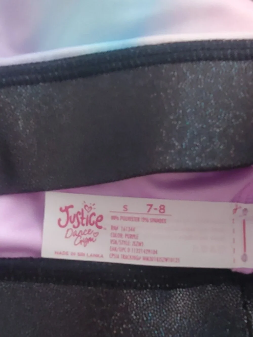 Justice Two-Tone Pink & White Dance Gym Sports Bra with Black Band